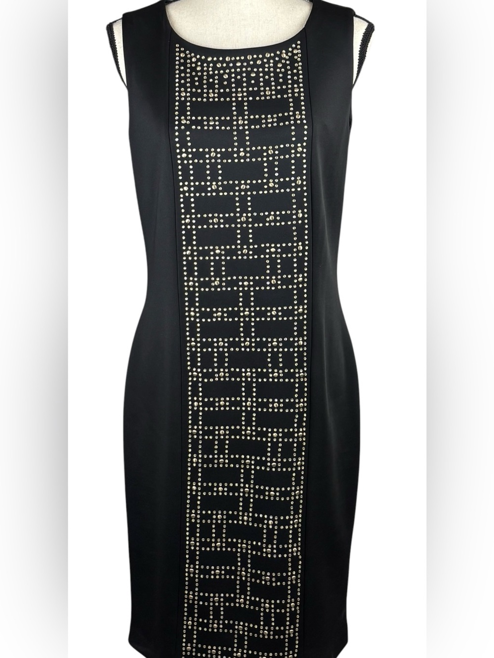 Karl Lagerfeld Studded Black Sheath Dress Midi